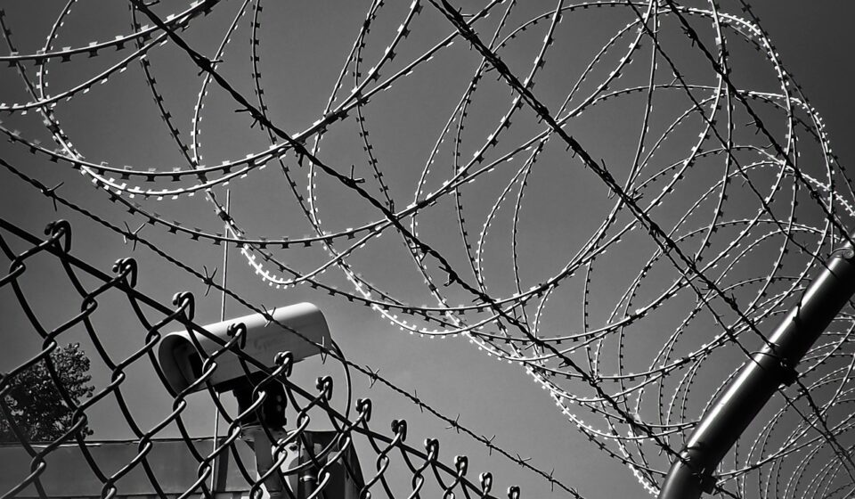 barbed wire, video camera, monitoring, recording, spy, control, video surveillance, video, record, security, camera, surveillance camera, protection, watch, supervision, police, supervised, nato wire, black-and-white, refugees, accommodation, observation