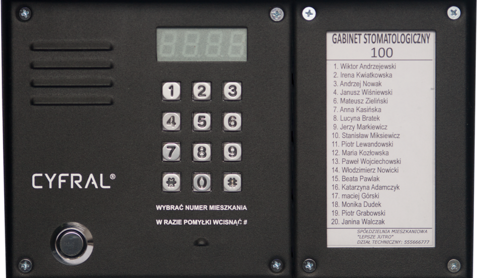 digital intercom, intercom exchange, list of tenants
