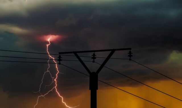 power lines, lightning, thunderstorm, storm, power pole, power supply, management