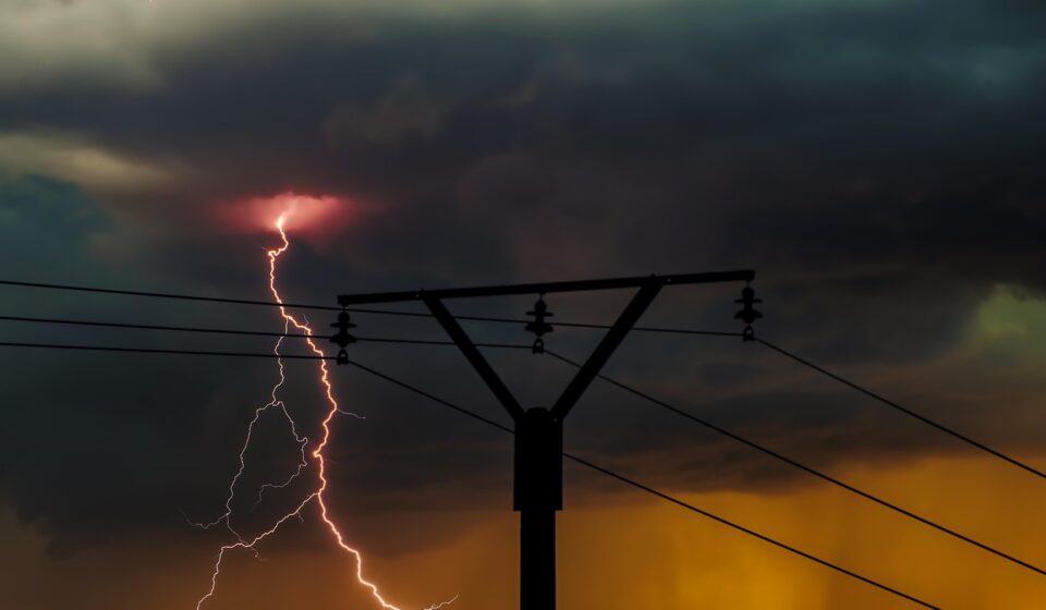 power lines, lightning, thunderstorm, storm, power pole, power supply, management