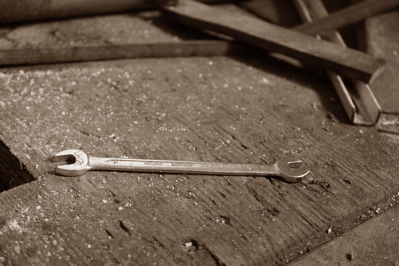 wrench, tool, iron, repair, work, maintenance, mechanic, metal, building